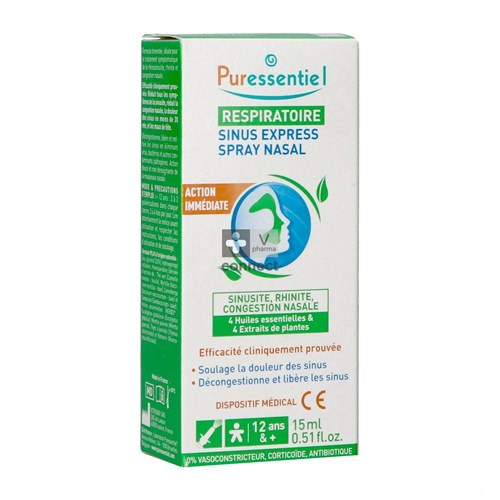 Puressentiel Ademhal.sinus Expr.neusspray Bio 15ml