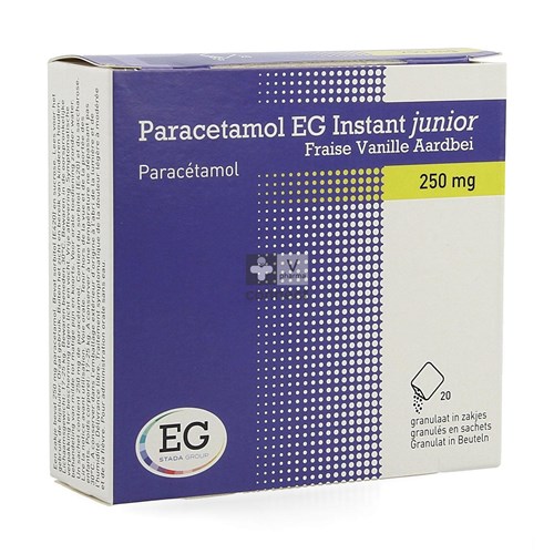 Paracetamol EG Instant Junior 250 mg Vanille-Fraise 20 Sachets