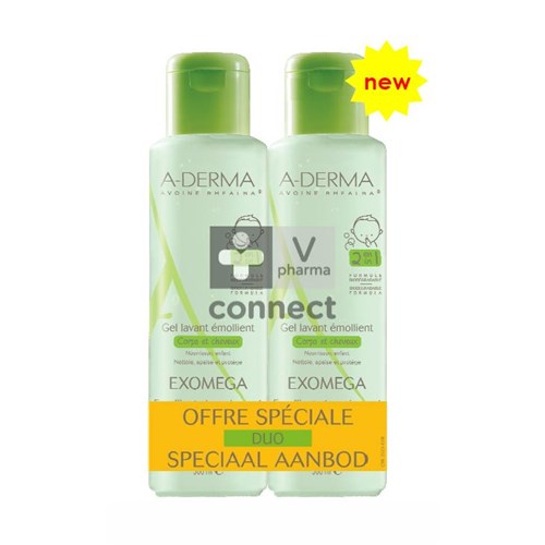 Aderma Exomega Gel Lavant 2 x 500 ml Prix Promo