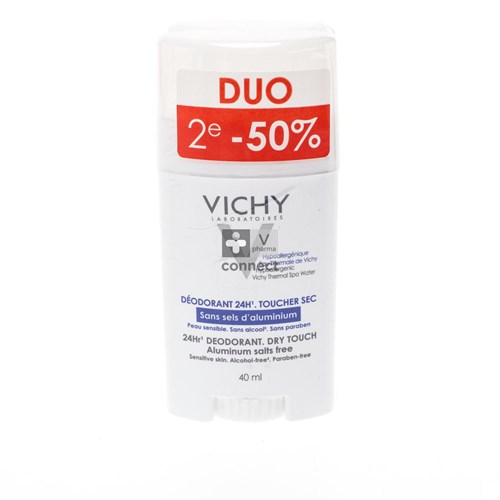 Vichy Déodorant Stick 24H Peaux Très Sensibles ou Épilées 2 x 40 ml Promo