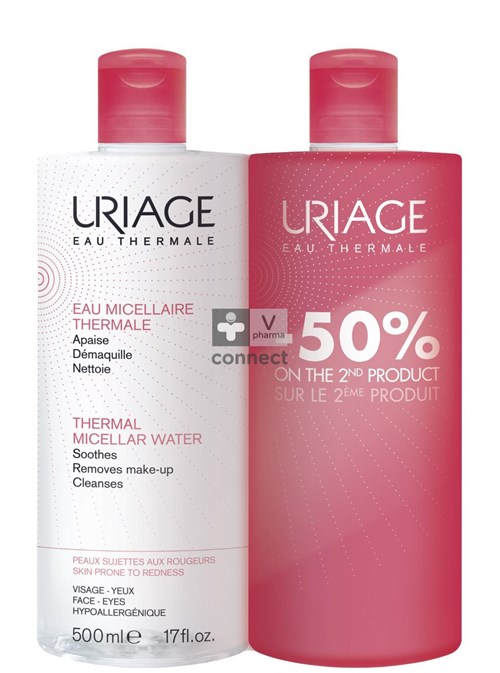 Uriage Eau Micellaire Thermale Lotion Peaux Rouges 2 x 500 ml Prix Promo