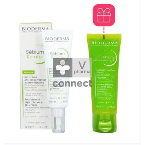 Bioderma Sebium Kerato+ 30 ml + Gel Moussant 45 ml Offert