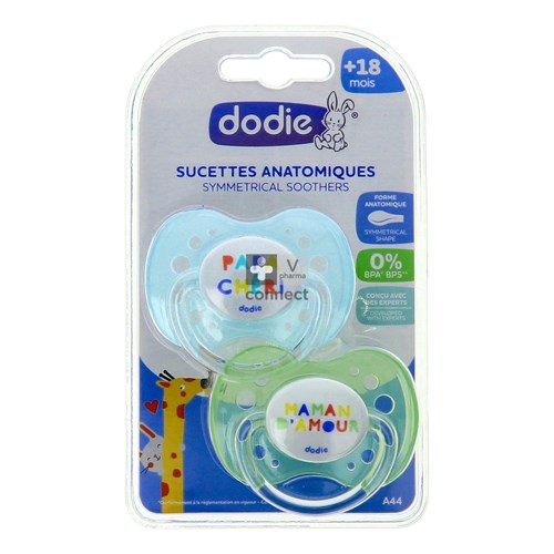 Dodie Fopspeen Anatomisch Silic. +18m Fan A44 2