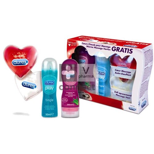 Durex Sensual Gift Box : 2 Gels Prix Promo + Coeurs Pour Massage Gratuits