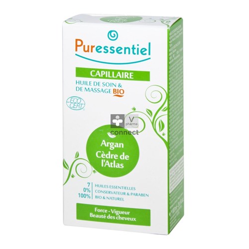 Puressentiel Capillaire Huile de Soin et de Massage Argan/Cèdre de l' Atlas Bio 100 ml