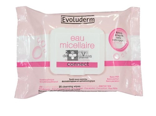 Evoluderm Lingettes Demaquillantes Eau Micellaire Peaux Sensibles 25 Pièces