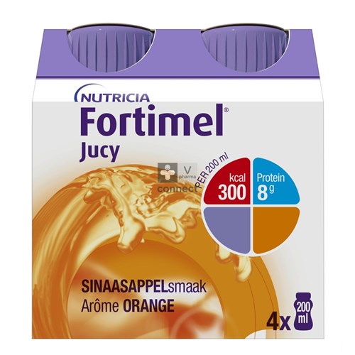 Fortimel Jucy Sinaasappel Flesjes 4x200ml