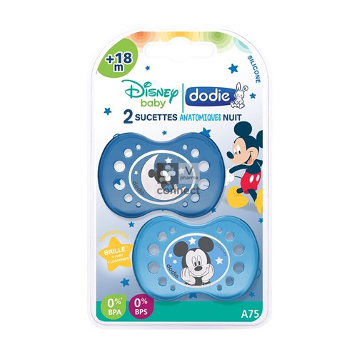 Dodie Fopspeen +18m Nacht Mickey Duo A75