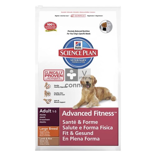 Hills Science Plan Canine Adult Advanced Fitness Large Breed 12 kg Agneau - Riz