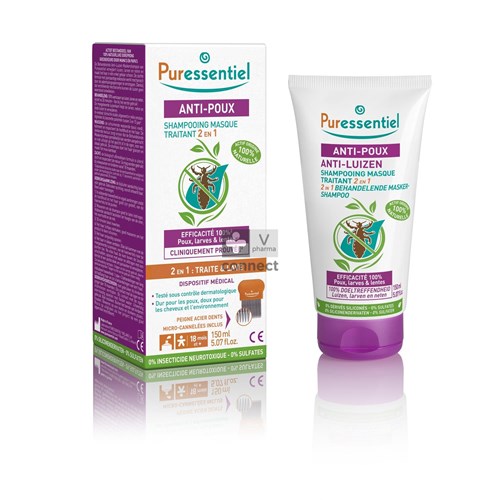 Puressentiel A/luizen Sh Behand. 2in1 150ml + Kam