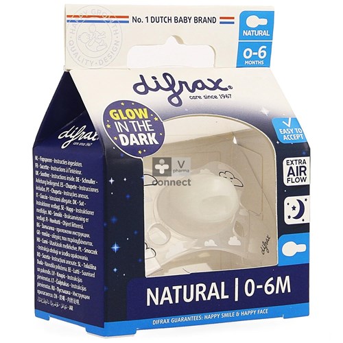 Difrax Sucette Natural 0-6 Mois Nuit